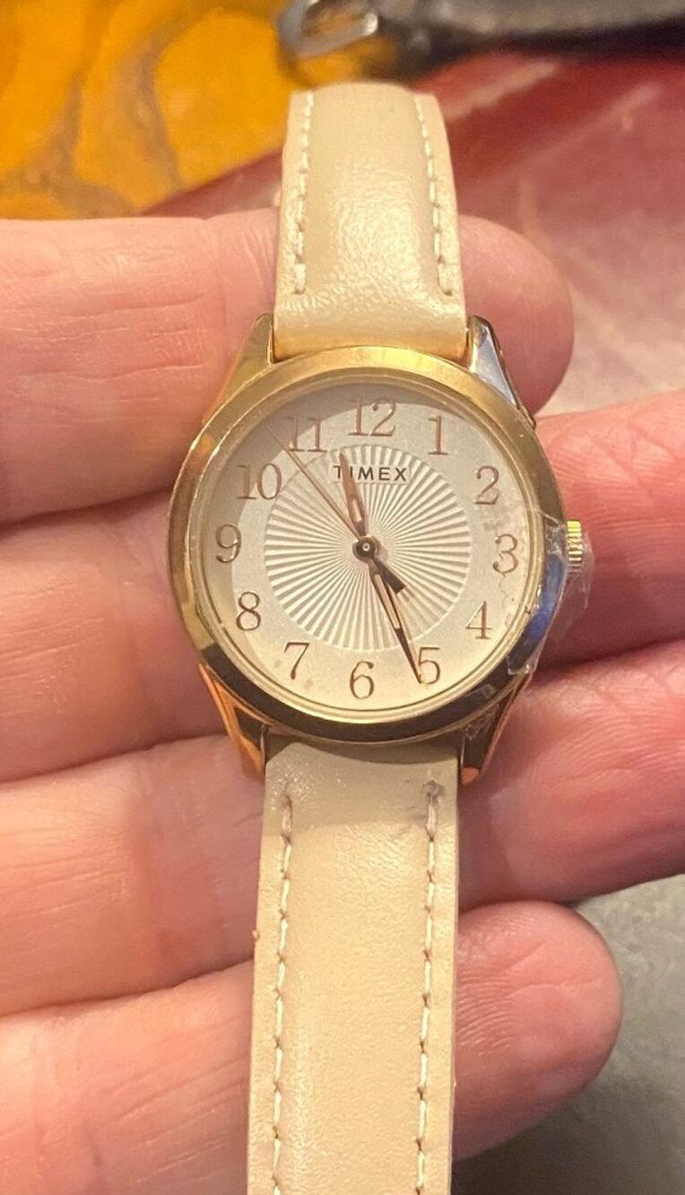 Women's 28mm Gold Tone timex Watch with Beige Leather Band, WR 30M